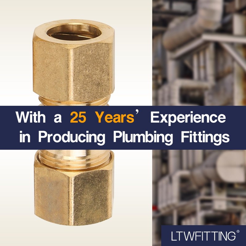LTWFITTING 1/2-Inch OD Compression Union,Brass Compression Fitting(Pack of 5)