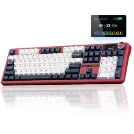 AULA F108 PRO - Wireless Mechanical Keyboard with Screen&Knob,Hot Swappable Gaming Keyboard with 8000mAh Battery,Pre-lubed Switches,RGB Backlit,PBT Keycaps Creamy Sounding Computer Keyboards,104 Keys