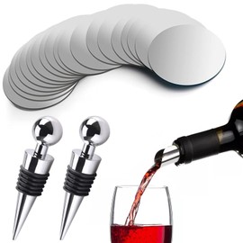 Pack of 20 Wine Pourers with 2 Wine Stoppers, Wine Pourer Drip-Free Wine Pourer Pouring Aid Plates Reusable Pourer for Birthday Wedding Christmas New Year Party Accessories
