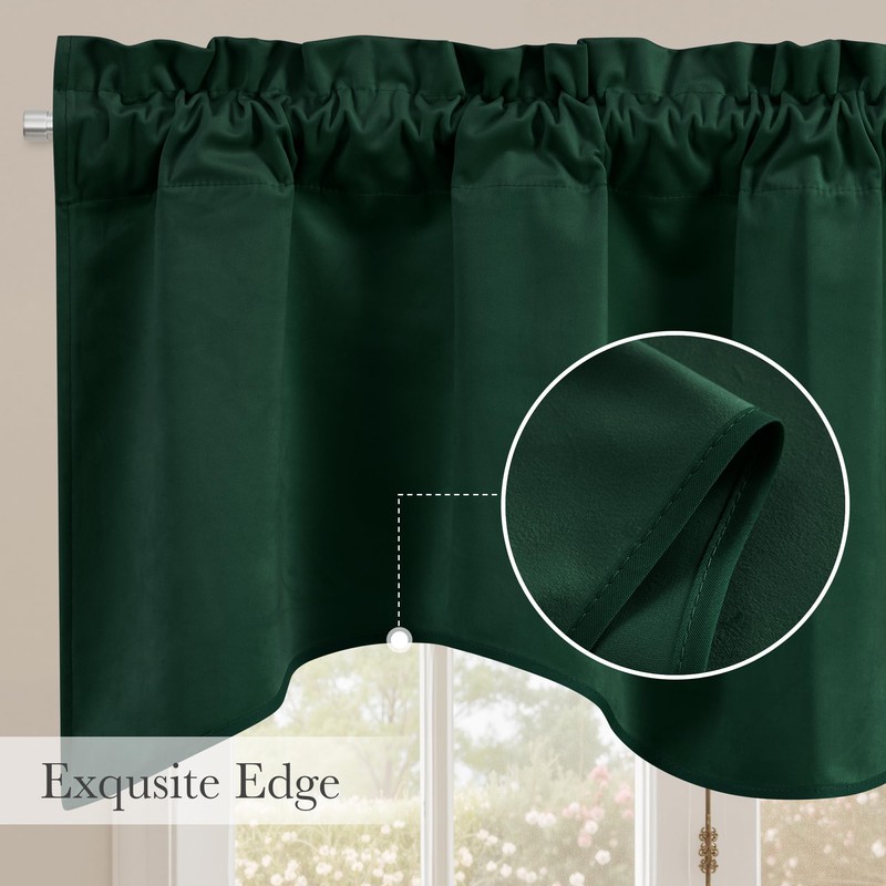 RYB HOME Scalloped Velvet Valances for Windows Decorative, Room Darkening