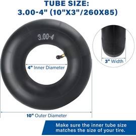3.00-4 Inner Tube with TR87 Angled Valve for Razor E300 E300S E325 Scooter, 10"x3" 260x85 Replacement Electric Scooter Tube (1)