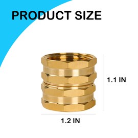 Hourleey Garden Hose Adapter, 2 Pack 3/4 Inch Solid Brass Heavy Duty Hose Connector, Female to Female Connector Repair Fittings with 4 Extra Washers
