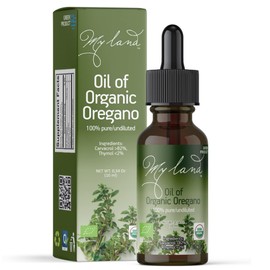 MY LAND Organic Oregano Oil Drops – 10ml, Pure, Undiluted, Dropper Bottle High Carvacrol Content | Steam Distilled from Mt. Olympus Oregano | Immune & Digestive Support