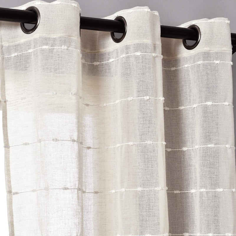 Lush Decor Farmhouse Textured Grommet Sheer Window Curtain Panel Pair,