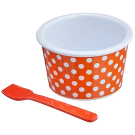 Zak Dotty Ice Cup Diameter 8 cm with Ice Cream Scoop – Orange/White