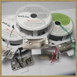 Weststone - 3pcs x 65ft (20m) Plastic Flat Twist Tie Spool with Cutter (Black)