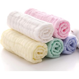 GDYFU Paños de Muselina para bebé, Paquete de 12, Almohadillas de Gasa Lavada de algodón Suave de 6 Capas para recién Nacidos, Piel Sensible, bebés, recién Nacidos, niños y Adultos, 10 x 10 Pulgadas