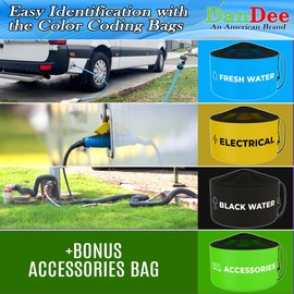 DanDee 4-PACK Waterproof Storage Bags for RV, Sewer Hose, Water Hose, Electrical & RV Accessories - Durable, Colored Bags for Easy Organization!