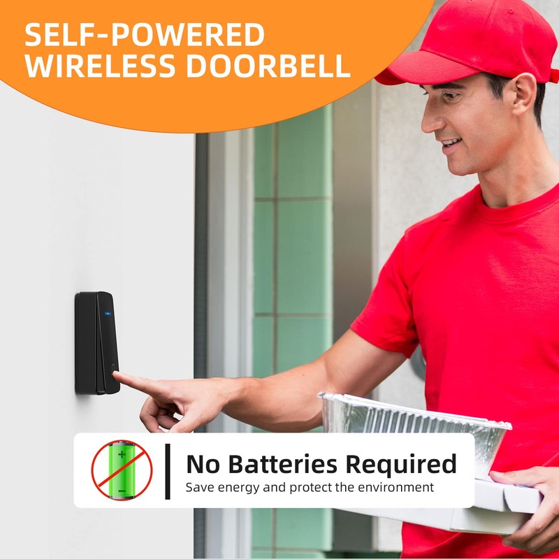 AIDA Wireless Doorbell, Self-powered Doorbell with Extra Socket, No Battery