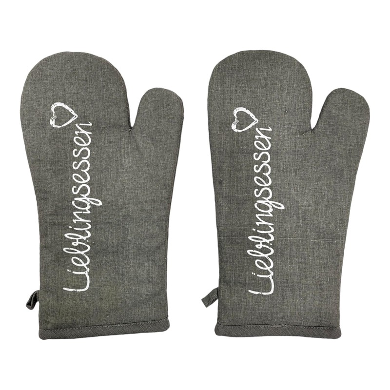 BUSDUGA 4357 Set of 2 Oven Gloves Lieblingsessen in Grey
