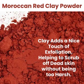 Moroccan Red Clay Powder 227 g for Face Mask, Body Wrap, Hair Mask, Soap Making, Spa Treatment - Facial & Body Clay for Men & Women