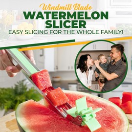 Aisle 3 Essentials Stainless-Steel Windmill Watermelon Cutter and Melon-Baller Set, Watermelon Knife, Fruit and Vegetable Slicer and Scooper, Home Kitchen Gadgets, Green