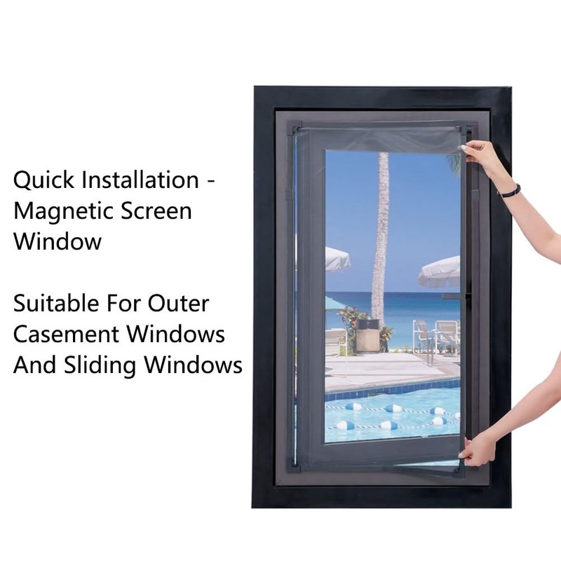 Magnetic Window Screen, 0.6 * 1.0m/1.9 * 3.3ft Polyester Screen