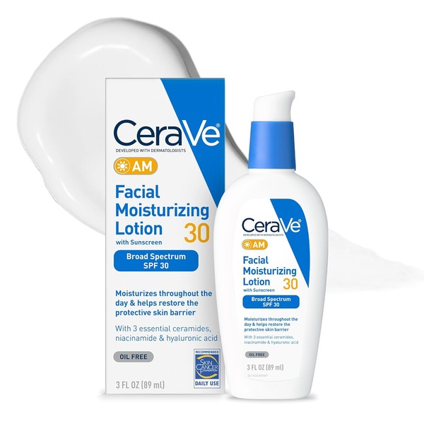 CeraVe AM Facial Moisturizing Lotion with SPF 30, Oil-Free Face