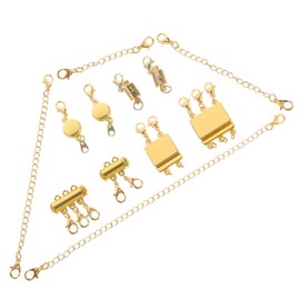 Tofficu Necklace Clasps Set with Buckle Assorted Multi Strand Connectors and Jewelry Extenders for Necklace Bracelet Easy Install and Detach Gold Tone for Elegant Layered Jewelry Design