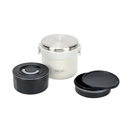 Pearl Metal Home Label HB-5667 Lunch Jar, 1000, Bento Lunch Box , Donburi, All Vacuum, Stainless Steel, Heat Retention, Cold Retention, White