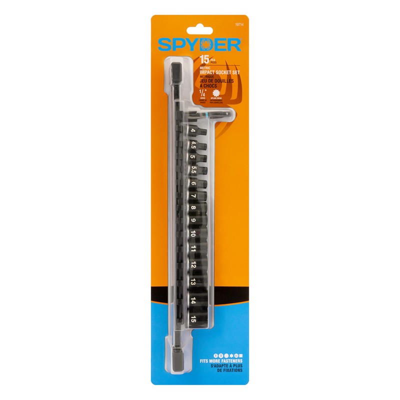 Spyder 15-Piece 1/4-inch Spline Drive Metric Shallow Impact Socket Set