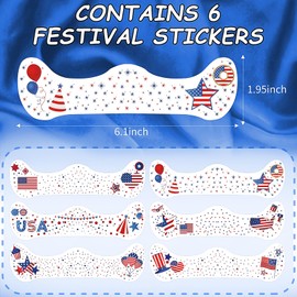 4th of July Decorations, Glitter Freckles Face Tattoos, Independence Day Temporary Tattoos for Adults Kids, Memorial Day Rave Accessories USA Patriotic Fake Tattoos Makeup Art Decorations for Women