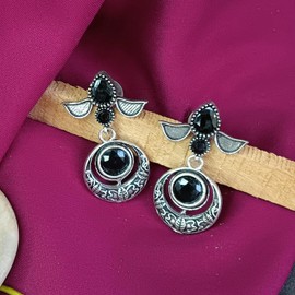 Efulgenz Indian Earrings for Women Bohemian Crystal Black Dangle Earrings Crystal Chandbali Earrings Set Dangle Earrings Statement Earrings Jewelry for Women, Copper, No Gemstone