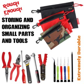 Rough Enough Small Tool Bag Clip on Zipper Mulit Tools Pouch EDC Pouch 3 Pack Heavy Duty Multi-Purpose Utility Bag Small Parts Storage Organizer for Men Boys Garden School Office Travel Home Outdoor