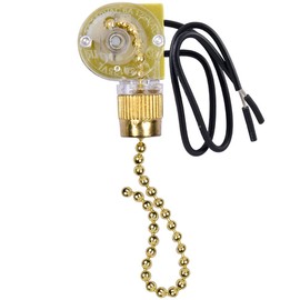 Ceiling Fan Light Switch Zing Ear ZE-109,Two-Wire Control On-Off Compatible with Hunter Ceiling Fans Light Lamps and Wall Lights Replacement(Brass)