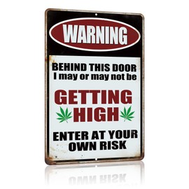 Yniaun Decor - Decoración de pared vintage de marihuana con texto en inglés 'Man Cave', 8 x 12 pulgadas, aluminio