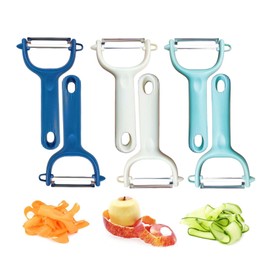 Trez Treamer 6-Piece Vegetable Peeler for Kitchen，Y Ceramic Peeler Potato Peeler Set for Apple Veggie Carrot Fruit Zucchini Cucumber Peelers Bulk with Non-Slip Handle (Y)