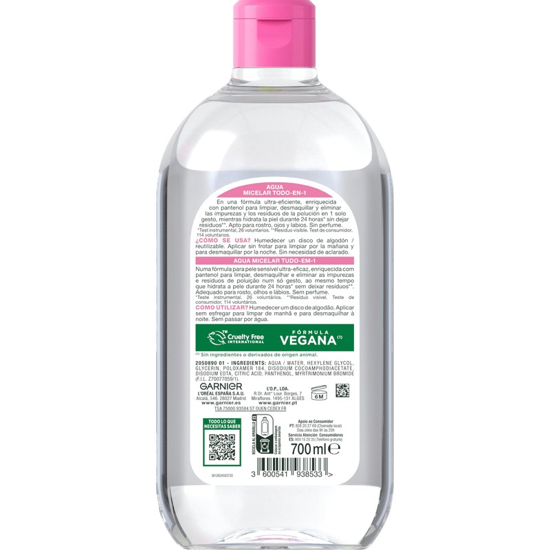 Garnier Agua Micelar Desmaquillante Todo Tipo de Piel 700ml