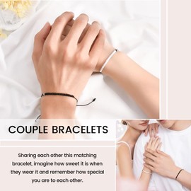 VU100 Couples Gifts, Matching Couples Bracelets Gifts for Him and Her Long Distance Relationship Bracelet Christmas Birthday Anniversary Valentines Day Gifts for Boyfriend Girlfriend Wife Husband