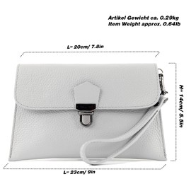 modamoda de T190 Women's Leather Clutch Wrist Bag Shoulder Bag with Chain Handmade in Italy, purple red