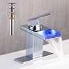 AVSIILE LED Bathroom Sink Faucet, Chrome Waterfall Single Hole Handle