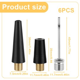 CPJJ 6 Piece Ball Pump Needle Set Needle Inflator Kit Needle Nozzle Adapter, silver