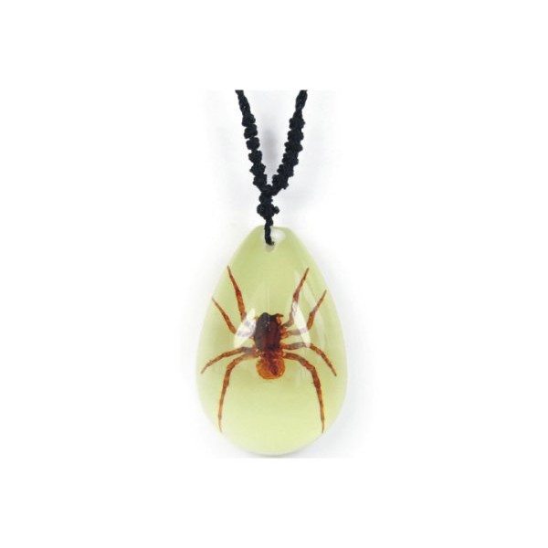 Real Brown Recluse Spider Necklace Small Teardrop Glow in the