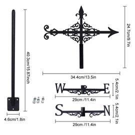SUPERDANT Weather Vane Arrow Weather Vane with Arrow Pattern Weather Vane Made of Black Metal Weather Vane in Animal Shape Garden Decoration for Farmhouse Garden Outdoor Yard Roof Shed Decor