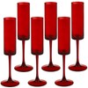 6 Pieces Red Champagne Flutes 6 OZ Straight Sided Wine