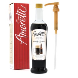 Amoretti - Premium Root Beer Syrup, 94 Servings Per Bottle (750 ml), with Pump for Flavoring Coffees, Cocktails, and other Beverages, Gluten Free, GMO/GEO Free, Preservative Free