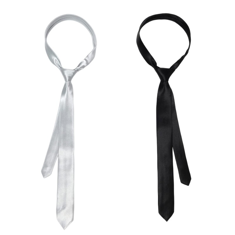 LUJIYY Women Skinny Scarf Long Necktie JK Uniform Tie Skinny