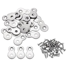 uxcell 20 Pcs Figure 8 Fastener with Screws, Table Top Fastener Desk Top Connector Bracket Heavy Duty Hardware Mounting Clips for Wood, Silver