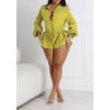 Famnbro Womens Summer Rompers Long Sleeve V Neck Drawstring Bubble