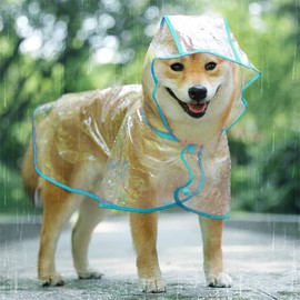 KoKoBin Dog Cat Raincoat with Hood Adjustable PVC Transparent Waterproof Ultralight for Small Dogs (Blue, S)