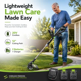 20V Cordless String Trimmer for Lawn Care – Lightweight Battery Grass Cutter for Yards, Edges & Garden Paths