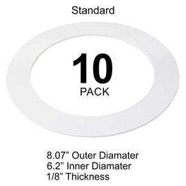 10 Pack Gloss White Goof Trim Ring for 6" Inch Recessed Lighting Trims Can Lighting Down Light, Outer Diameter 8.07 Inches