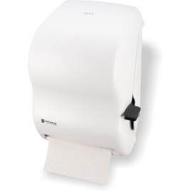 San Jamar Classic Paper Towel Dispenser 1.5 Inch Core Rolls with Lever for Bathroom, Kitchens, Restaurants, and Cafeterias, Plastic, White