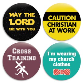 Christian Church Pinback Buttons/Pins - 2.25 inches - Set of 4