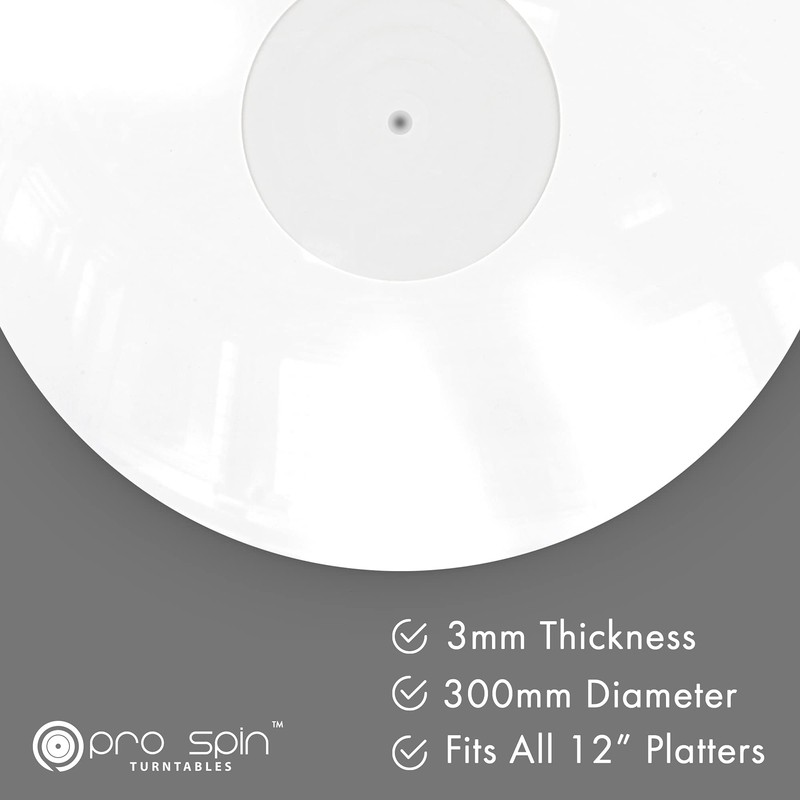 PRO SPIN White Acrylic Turntable Mat - Platter Slipmat for