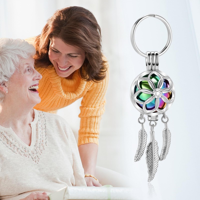 Minicremation Dream Catcher Urn Keychain for Ashes, Stainless Steel Urn