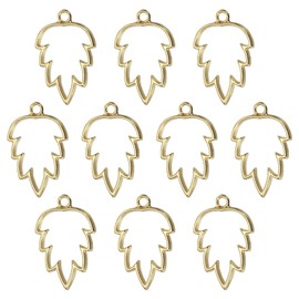 PATIKIL Alloy Open Back Bezel Pendants, 20 Pack Maple Leaf Shaped Hollow Resin Pendant Frame for DIY Crafts Earrings Necklace Bracelet Making, Gold Tone