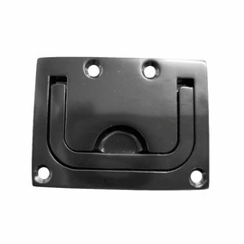 HAIWEN 316 Stainless Steel Electrophoretic Black Plating Hatch Flush Ring Pull, Polished Brass Marine Square Flush Lift Ring Locker Flush Lift Ring Pull Deck Hatch with Screws (Black, 76 * 57mm)