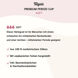Taynie Period Cup - Menstruationstasse mit Sterilisationsbehälter - Menstruationscup aus 100% medizinischem Silikon - Perioden Cup als Alternative zu Tampons (Pink,Soft)