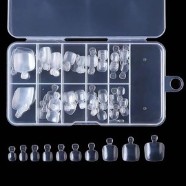 Pack of 100 French Toe Nails for Gluing, 10 Sizes Artificial Toenails Tips, Full Cover Acrylic Toe Nail Tips Fake Nails Tips with Glue for Women Girls Nail Decoration